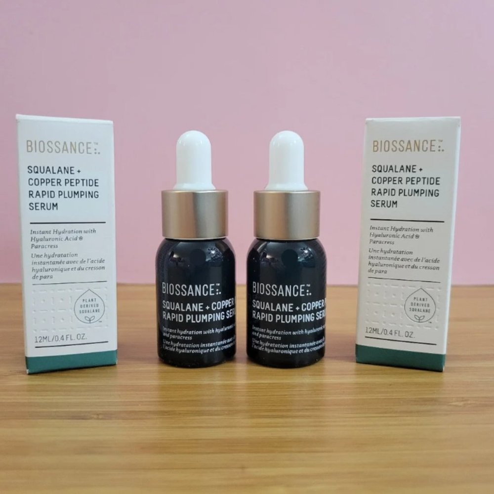 NIB x2 Biossance Squalane + Hyaluronic Acid Copper Peptide Rapid Plumping Serum - Picture 2 of 14